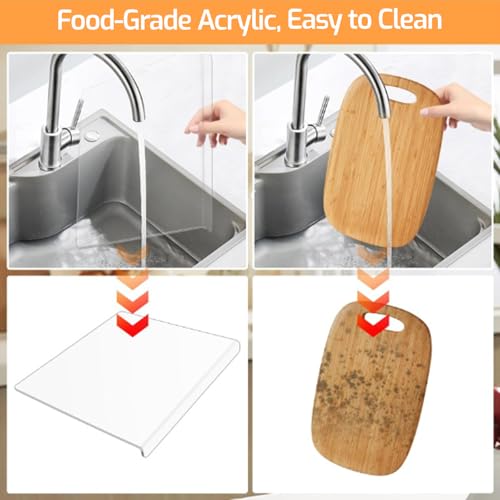 Tabla de Cortar de Acrílico con Borde para Encimera, 45,9 x 36,1 cm, Transparente, Antideslizante, con Ranura para Jugos, Ideal para Frutas, Pan y Verduras miniatura 5