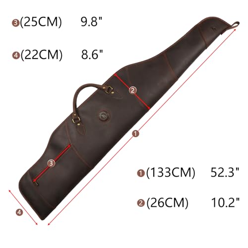 TOURBON Genuine Leather Rifle Case 52" Soft Padded Rifle Bag with Zipper Pocket and Shoulder Strap - Image 4