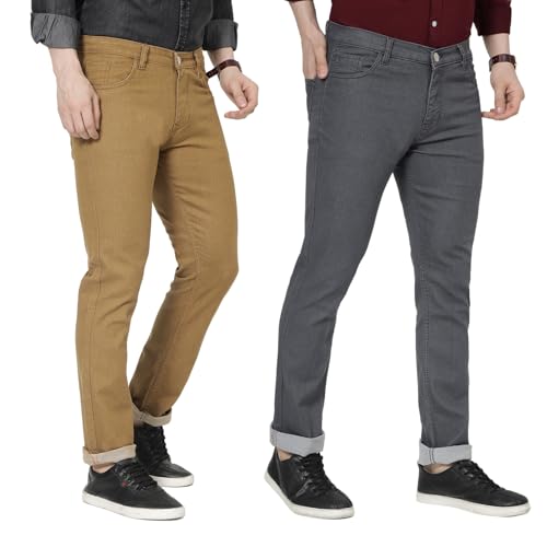 Image of DAIS Men's Stretchable Straight Fit Mid Rise Jeans, Pack of 2, (Combo of 2 Jeans)