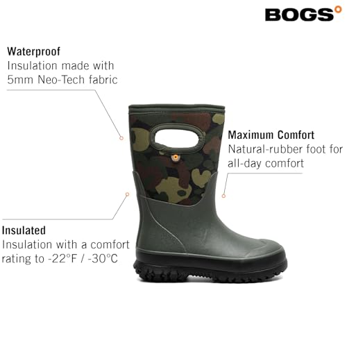 Image of BOGS Grasp Kids Waterproof Rain Boots, Insulated Winter Snow Boots