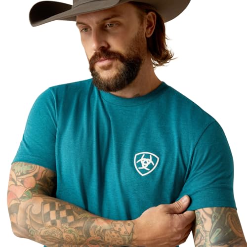 ARIAT Men's Stacks T-Shirt, Cyan Black Heather, Medium4