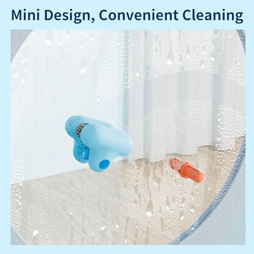 Image of Mini Silicon Shower Squeegee for Shower Mirror with Adhesive Hook, Bathroom Cleaner Tool Household Window Mirror Squeegee for Medium-Sized Glass Door or Window Cleaning, 3 inch, Multi-Color, 3 Pack