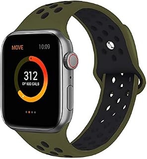 SMEECO Compatible with Apple Watch Replacement Band 44mm 42mm Sport Breathable Silicone Wrist