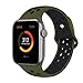 SMEECO Compatible with Apple Watch Replacement Band 44mm 42mm Sport Breathable Silicone Wrist Straps Compatible with iWatch Series 5/4/3/2/1(Olive Green/Black,Large)