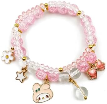 Kawaii Bracelets Crystal Beads Bracelet Set Cute Cartoon Elastic Beaded Pearl Bracelets Jewelry for Women Bff Friendship Gift