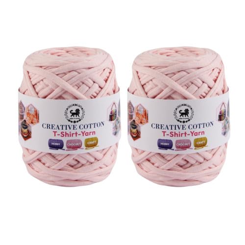 NESTNHAVEN Creative Cotton T-Shirt Yarn Carpet, Knitting Yarn for Hand Knitting DIY Bags, Baskets, Blanket, Cushion Crocheting Projects 200 GMS (Baby Pink) | (200 Gm)