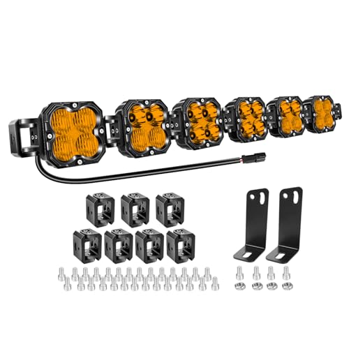 Willpower 40 inch 180W Amber Straight Curved Adjustable & Linkable LED Light Bar with Wiring Spot Flood Beam Off Road 4X4 Driving Fog Lights for 12V 24V Vehicle 6WD Car UTV SUV Truck Tractor Trailer