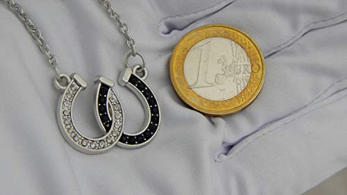 Hanessa Damen-Schmuck Halskette Hufeisen-Glücksbringer Pferde Tier Liebe Silber Schwarz Geschenk für Mädchen/Freundin/Pferde-Fans - 4