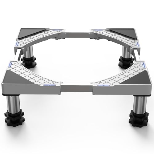 DEWEL Waschmaschine Untergestell Verstellbare Bärenlast 250KG,Waschmaschine Sockel für Trockner Kühlschrank,Gefrierschrank,Waschmaschinen Podest Breite 45-65cm,Höhe 13–17 cm,Weiß