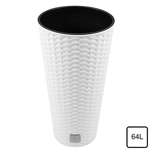 64 -Liter -Zeit Pot mit Einsatz 40 x 40 x 76,3 cm in Weiß – Ansicht 4