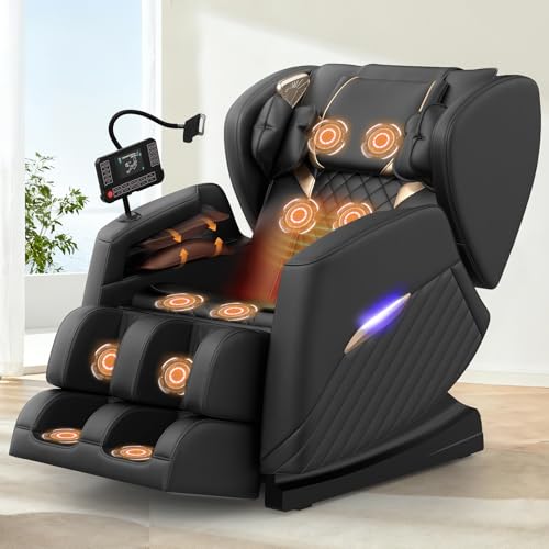 Srfzluxy Massagesessel, Ganzkörper-Massagesessel mit 16 Massagerollen, 8 Airbags, Lendenwirbelheizung, Wadenroller-