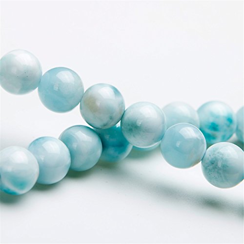 BNCXMO Genuine Natural Larimar Gemstone Crystal Round Bead Stretch Bracelet 6mm - Image 2