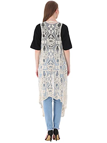 Image of Anna-Kaci Vintage Floral Bohemian Sleeveless Mesh Lace Crochet Embroidery Beach Top Cardigan Vest,
