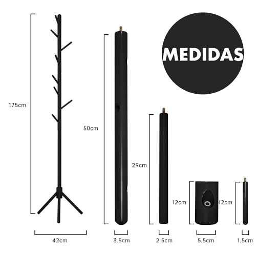Miniatura 4 de Perchero De Pie Madera De Haya Natural Con 8 Ganchos Estilo Árbol Minimalista Colgador Ropa Sombreros Bolsos Fácil Montaje Organizador Entrada Dormitorio Salón Oficina Compacto Estable Ligero