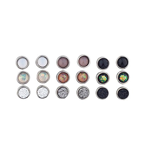 Lux Accessories Assorted Circle Stone Multi Earring Pack Set (9pcs) (SILVER)