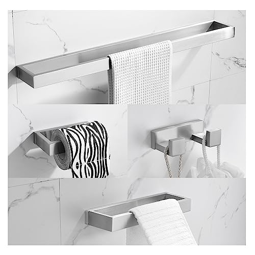 TNOMS Brushed Bathroom Hardware Accessories Set 4 Pieces Brushed Nickel Towel Bar Set, 23.6 Inch Towel Rack Set SUS304 Stainless Steel Bathroom Set,Wall Mounted by TNOMS - Used condition - US$39.93