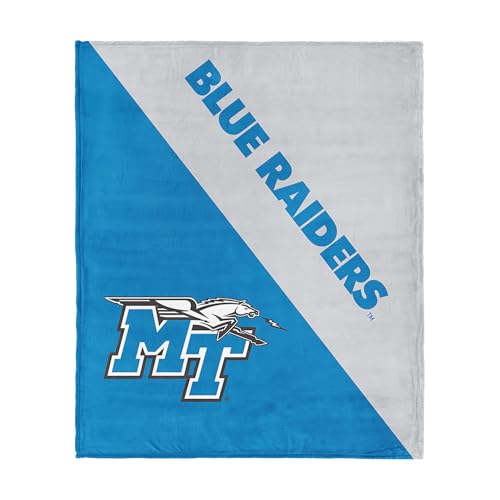 Northwest NCAA Middle Tennessee State Blue Raiders Halftone Silk Touch Throw Blanket, 46 x 60 in, Ultra Soft Plush Polyester, Lightweight Warm Decorative Couch Bed Game Day Gift