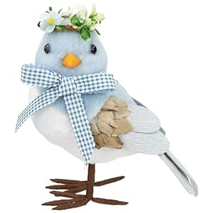 Northlight Plush Bluebird with Gingham Bow Easter Figurine – 7.25″