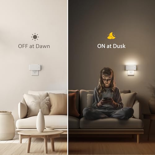Image of Briignite Night Lights Plug into Wall LED Night Light with Light Sensor | 2 Pack Dimmable NightLight Plug in, 5000K Daylight White Nightlight for Kids Room Bedroom Hallway
