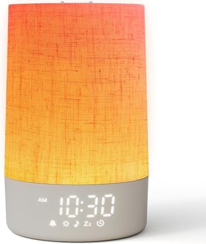 Foryond Tageslichtwecker Stoffdesign Sonnenaufgang Wecker Lichtwecker | Stoffdesign Tageslichtwecker mit 40 Klängen, 12 Helligkeit, Sleep Timer, Nachttischlampe, Geschenk für Erwac