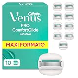 Gillette Venus Comfortglide Sensitive 10 Lamette Donna Venus di Ricambio a 5 Lame per Rasoio Donna, Adatto a Depilazione Corpo, Idea Regalo