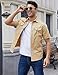 Gihuo Men Shirt Short Sleeve Military Button Down Army Tactical Shirt Utility Cargo Work Uniform Shirt Tops (Small, Khaki)