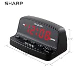 Sharp Digital Alarm Clock with Keyboard Style Controls, Battery Back-up, Easy to Use with Simple Operation, Black Case with Red LED Display - Image 3