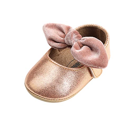 Baby Girls Mary Jane Flats Non-Slip Soft Sole Bowknot Princess Dress Crib Shoes for Toddler First Walkers