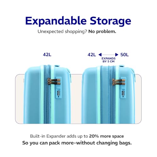Image of Provogue Spectrum Hard-Sided PP 55 Cm Suitcase /Cabin Trolley Bag Small| Expandable Space with 8 Wheels Trolley Bags for Travel |Lightweight with Combination Lock|5 Year Warranty (Frost Fade Blue)