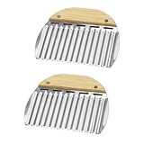 ULTECHNOVO Tagliapatate Ondulato Multifunzione in Acciaio Inossidabile Manico in Legno, Affettatrice Compatta Per Patate e Cipolle, Utensile Da Cucina Per Preparazioni Casalinghe, Set Da 2 Pezzi