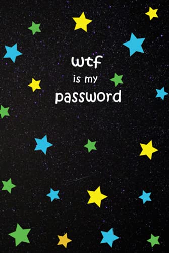 wtf is my password: password book,internet password organizer, password book small,Cover 6''x 9'',star Design