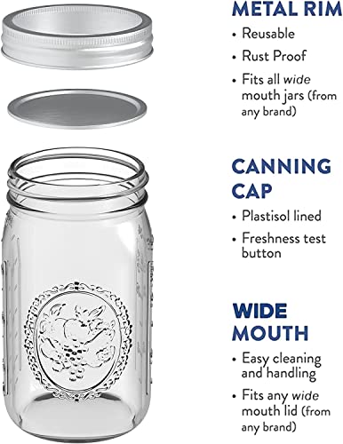 Tebery 6 Pack 32oz Clear Glass Jars, 1L Mason Jar Wide Mouth Preserving Jars Canning Glass Jar with Lids for Drinking, Meal, Overnight Oats