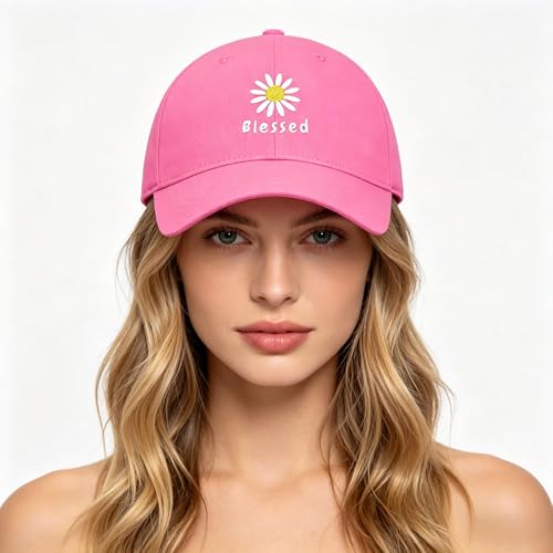 Gorra de Béisbol Bordada Rosa con Margarita miniatura 3