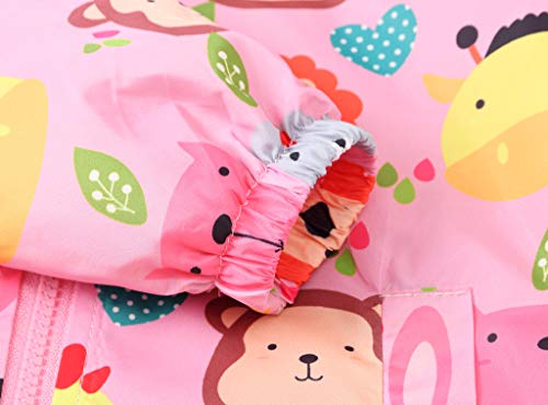 Baby Girls Boys Rain Jacket Windproof Floral Printed Coats Zipper Hooded Coat.18M-5Y Pink #TOP2