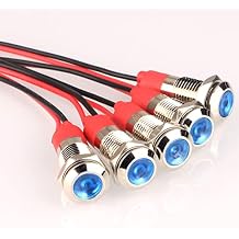 Gebildet 5pcs 8mm 3V-4.5V-5V-6V-7.5V-9VDC LED Metal Indicator Light Waterproof Signal Lamp Pilot Dash Directional Car Truck Boat with WireBlue