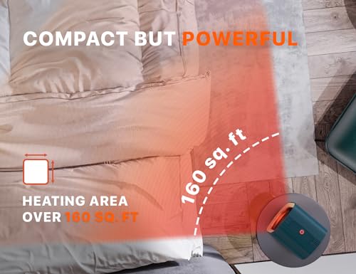 Ceramic Space Heater for Indoor Use, Overheat Protection, Tip-Over Protection, Low Noise Heating, Safe Electric PTC Portable Fan for Office Home Room, Blue Smart Handy Warmer for Bedroom Desktop - Image 4