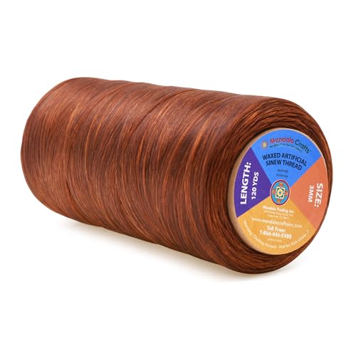 Mandala Crafts Saddle Brown Artificial Sinew Thread Basket Weaving Leather