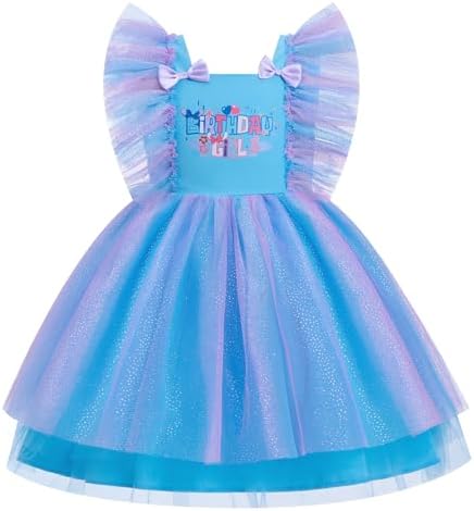 Kids Girls Birthday Party Dress Colorful Polka Dot Ruffle Tulle Dress Princess D