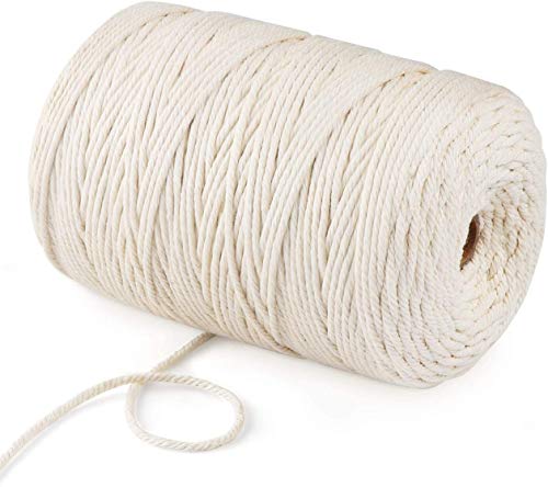 Image of ecofynd 100 Meters Cotton Cord | Natural White Dori | Rope for Handmade Plant Hanger | Thread for Wall Hanging Craft Making