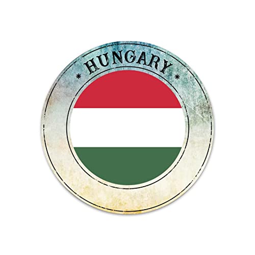 Hungary Flag Hungary Seal Round Metal Tin Sign Street Sign, Hungary Metal Sign Plaque for Home Garden Kitchen Bar Cafe Restaurant Garage Retro Vintage Wall Art 12x12 Inch
