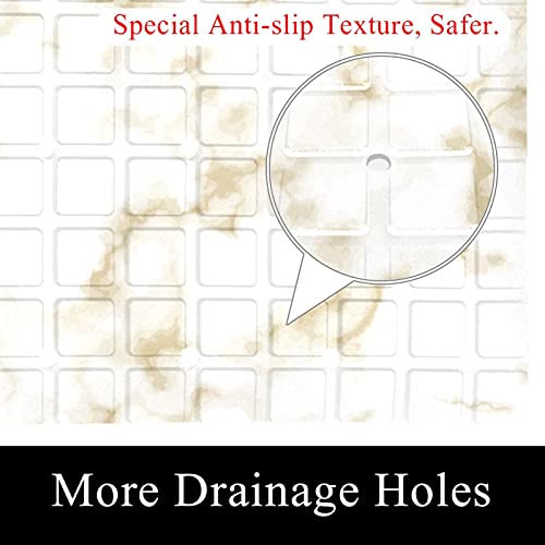 Tapis de bain antidérapant en PVC marbre marron avec ventouses pour douche
