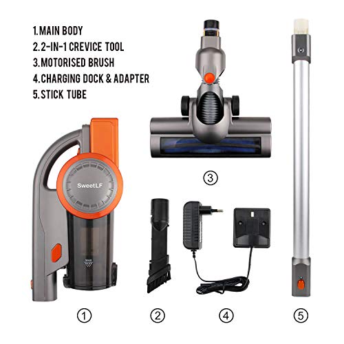 Cordless Vacuum Cleaner, 2 in 1 Stick and Handheld Vacuum Cleaner Lightweight Bagless Vacuum with 10Kpa Powerful Suction, LED Brush and Wall-Mount - Thumbnail 7
