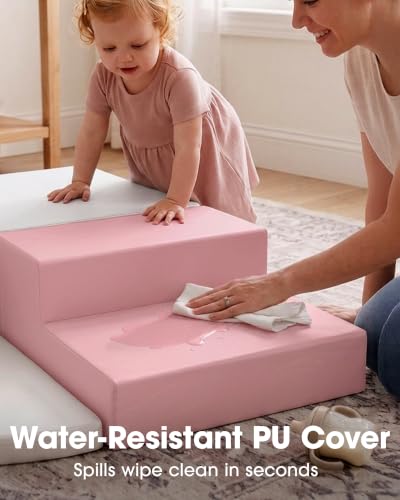 Image of little dove PU Leather 4-Piece Foam Climbing Blocks for Toddlers 1-3
