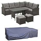 polyrattan couchtisch Die Sitzecke in Rattan-Optik ist schmutzabweisend, robust und somit auch im Outdoor-Bereich nutzbar. Einfache Reinigung mit einem feuchten Tuch. Waschbare Bezüge aus Polyester mit Reißverschluss