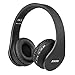 JIUHUFH Bluetooth 4.2 Cuffie Wireless Pieghevole con Microfono Incorporato/Lettore MP3/Radio FM/Auricolari comodi, Supporta la Modalità di Chiamata a Mani Libere/PC/Cellulare (Nero)