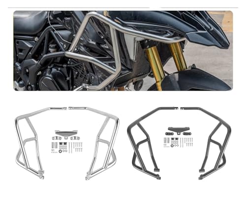 Eviter casse moteur Benelli TRK702 crash bar protection antichoc argent - 4