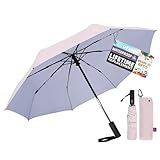 LILAC UV Travel Umbrella for Sun Protection & Rain, Compact Windproof Folding, Refined craftsmanship, Auto Open/Close, 42' Canopy with color coating, UPF 50+ UV Blocking, TSA Approved