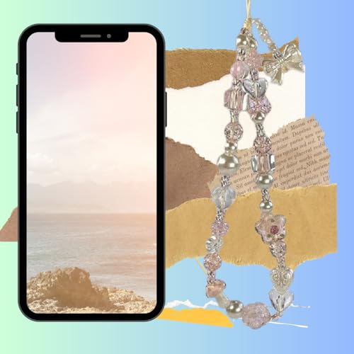 [EZ PEACH] ストラップ スマホ 手首 落下防止 携帯 ハンドストラップ 女の子 吊り下げペンダント装飾 落下防止 カラフルビーズ (蝶結び)