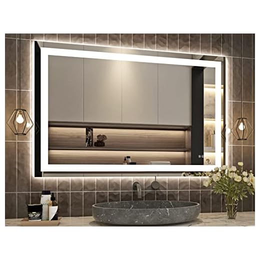 Klajowp 48''x32'' LED Bathroom Mirror with Front + Backlit, Tempered Glass Bathroom Mirror with Lights, Anti-Fog, 3 Colors with Stepless Dimmable Memory Bathroom Vanity Mirror for Wall, Shatterproof