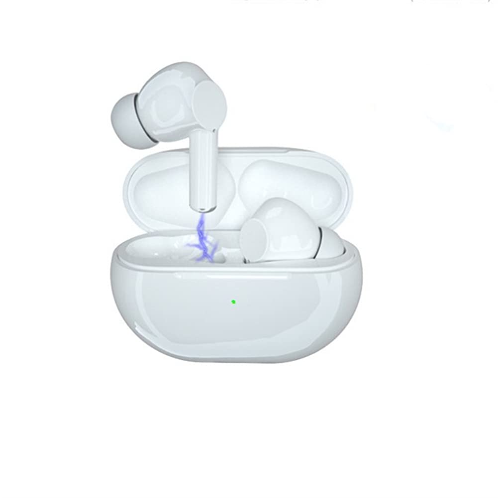 Bezprzewodowe słuchawki, słuchawki Bluetooth z mikrofonem, z połączeniami binauralowymi, automatyczne parowanie jednokierowe, bezprzewodowe słuchawki do pracy, biura domowego,White